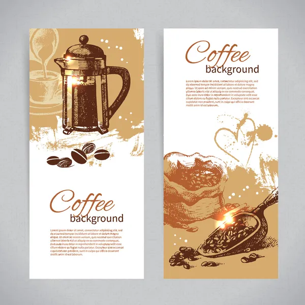 Banner set of vintage coffee backgrounds. — Stock Vector