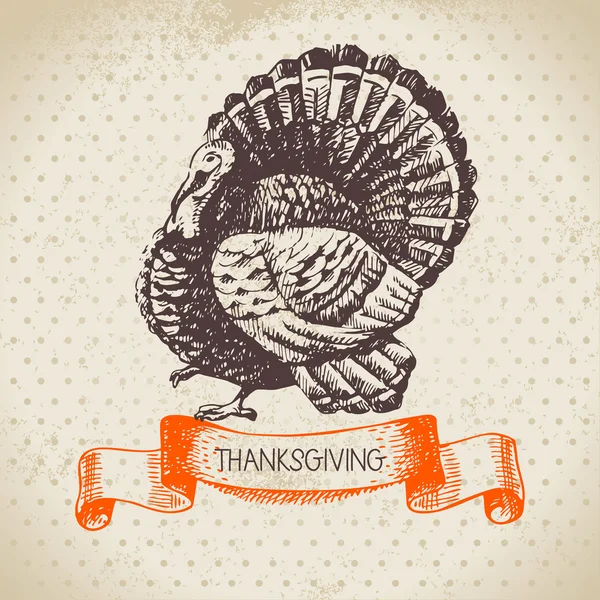 Vintage dessiné à la main Jour de Thanksgiving — Image vectorielle
