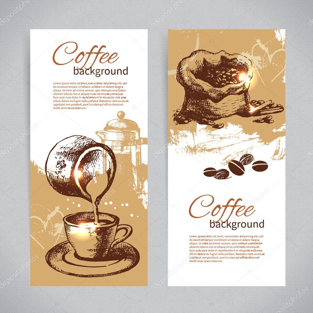 Banner set of vintage coffee backgrounds.