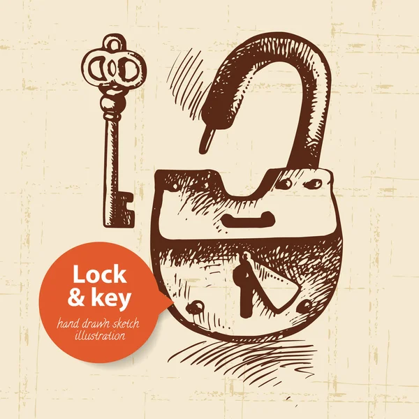 Vintage lock and key banner — Stock Vector