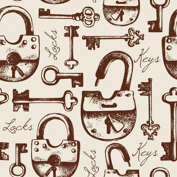 Hand drawn locks and keys — Stock Vector