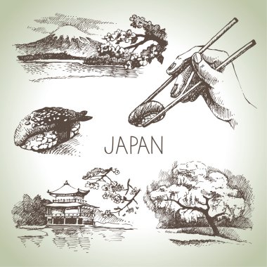 elle çizilmiş vintage ayarlama Japonca