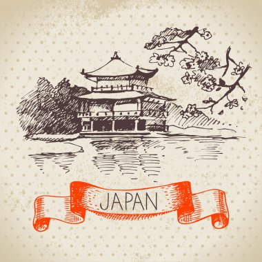 elle çizilmiş Japon illüstrasyon.