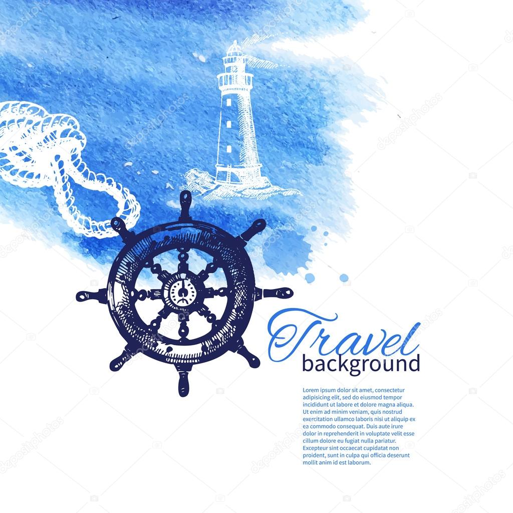 Travel vintage background. Sea nautical design.