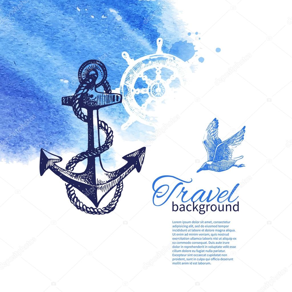 Travel vintage background. Sea nautical design.