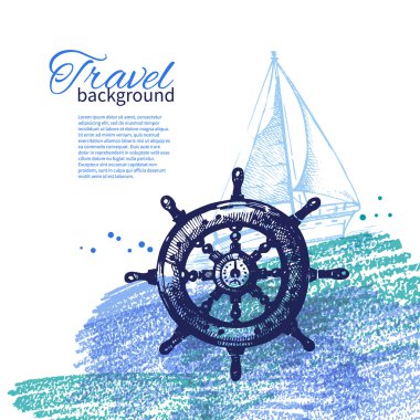 Travel vintage background. Sea nautical design clipart