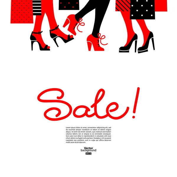Shopping women. Sale design with beautiful girl silhouettes — Stock Vector