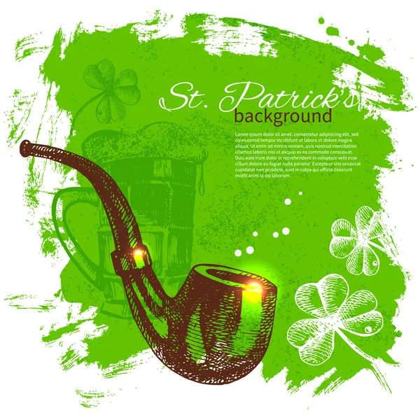 St patrick's day bakgrund med hand dras skiss illustrationer — Stock vektor