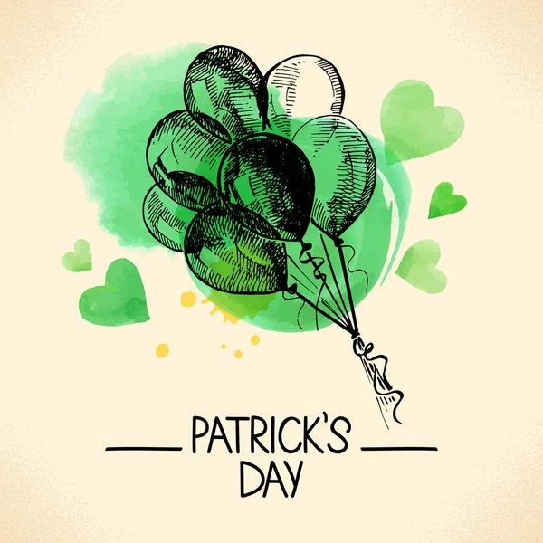 St. Patrick's Day background with hand drawn sketch — Stock Vector