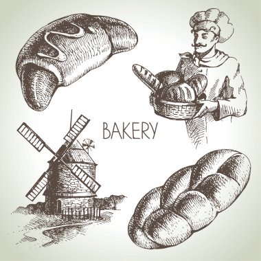 fırın kroki Icon set.