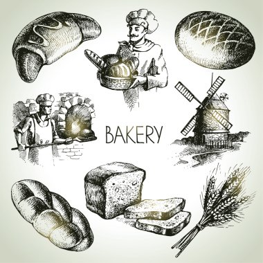 Bakery sketch icon set. clipart