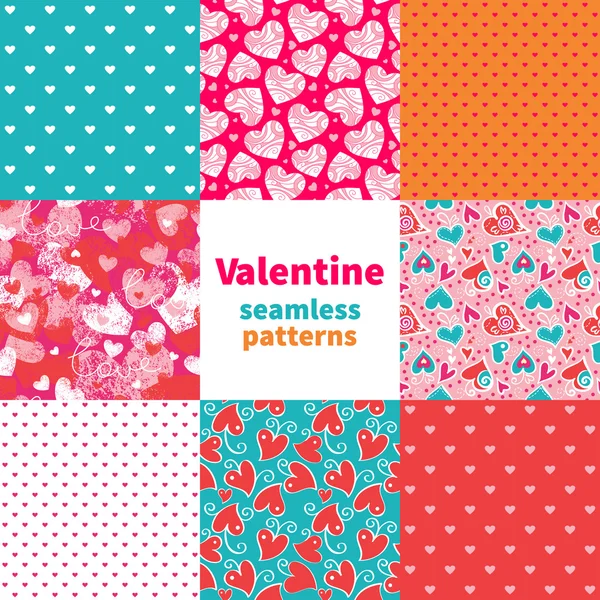 Valentine seamless pattern set — Stock Vector