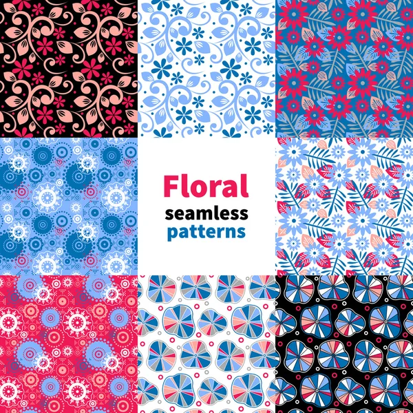 Conjunto de padrão sem costura floral abstrato — Vetor de Stock