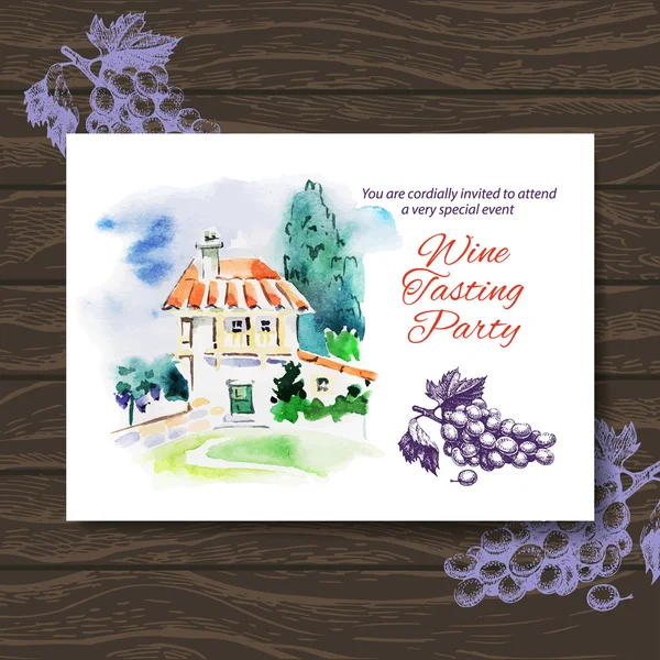 Wine tasting party card. — Stock Vector