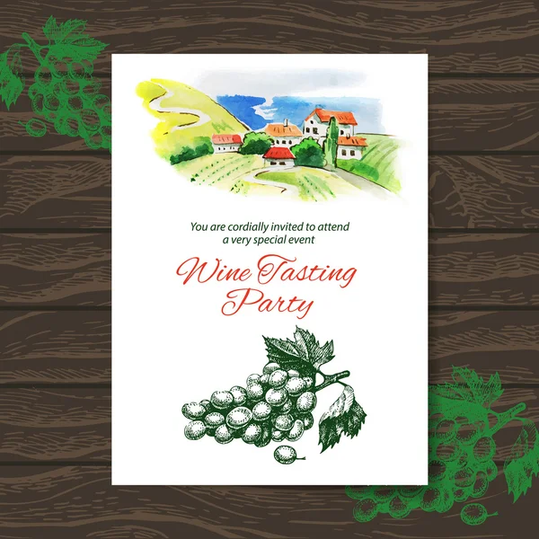 Wine tasting party card. — Stock Vector