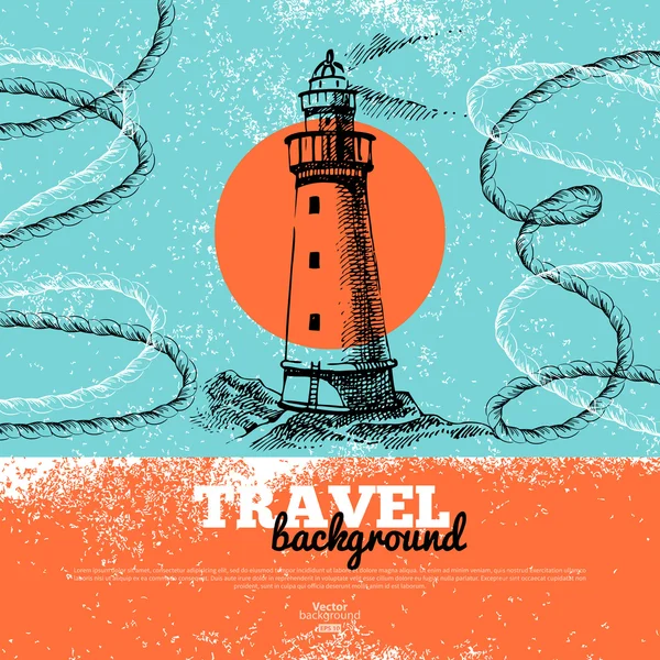 Viajes de fondo vintage. Diseño náutico del mar — Vector de stock