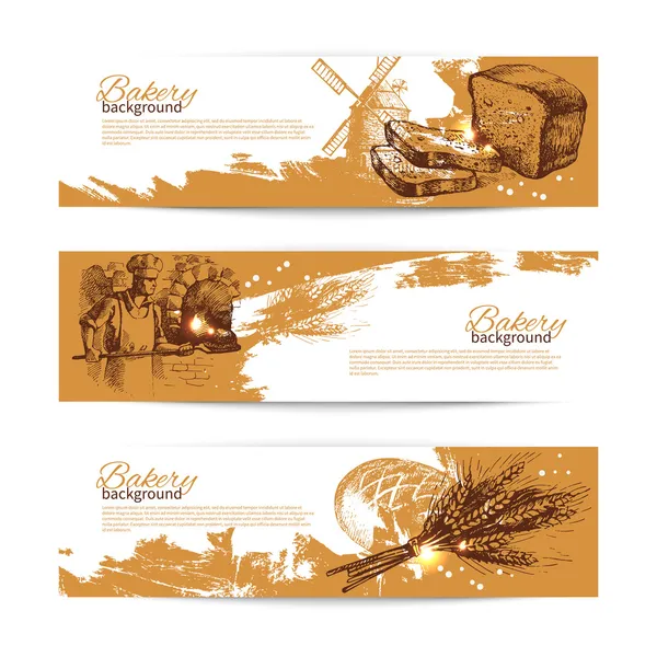 Set of bakery sketch banners. Royalty Free Stock Vectors