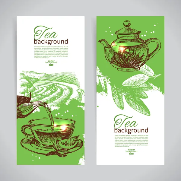 Set de pancartas vintage de té — Vector de stock