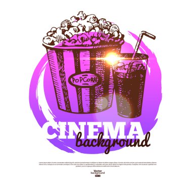 Film sinema afiş elle çizilmiş kroki çizim ile