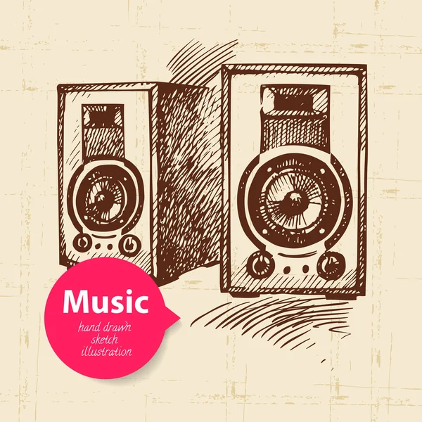 Sfondo musicale vintage. Illustrazione schizzo disegnato a mano — Vettoriale Stock