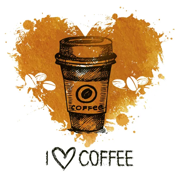 Handgezeichnet vintage Kaffee Hintergrund — Stockvektor