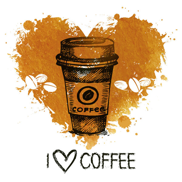 Ручной рисованный винтажный кофе фон
