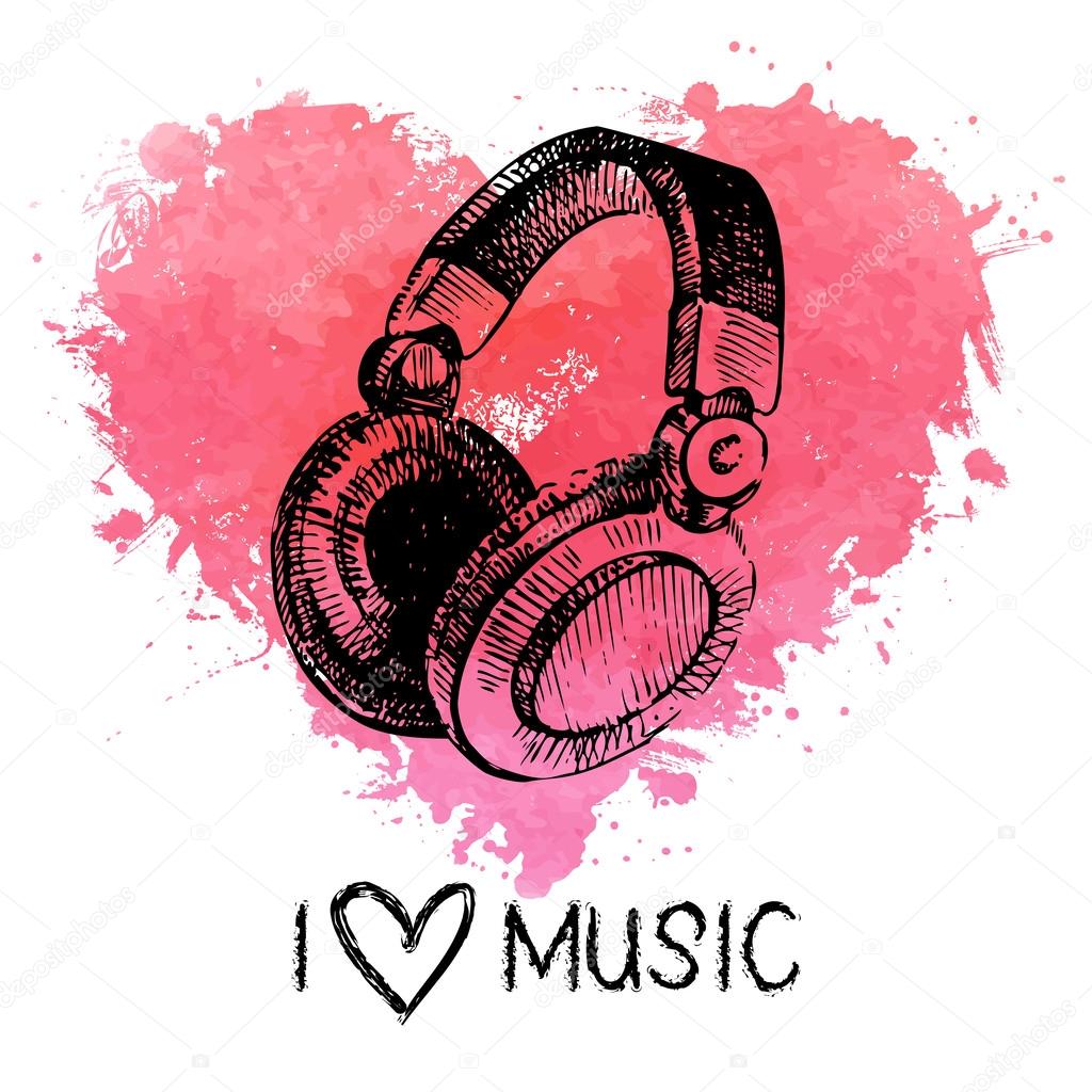 Music background with sketch headphones Stock Vector Image by ©pimonova  #43552653