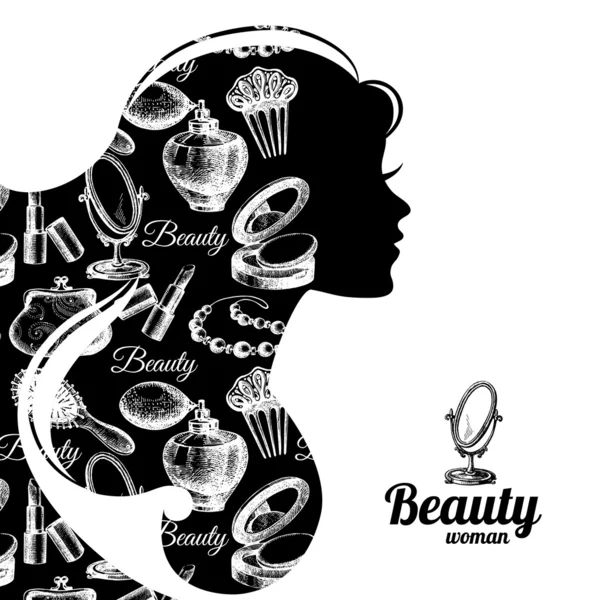 Beautiful woman silhouette. — Stock Vector