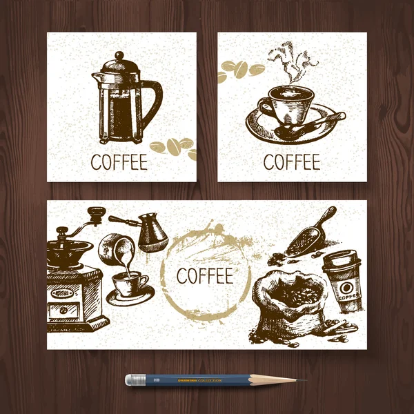 Conjunto de identidades vectoriales de pancartas de café . — Vector de stock