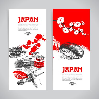 Japon suşi afiş kümesi