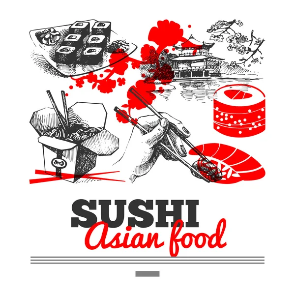 Banner de sushi japonês — Vetor de Stock