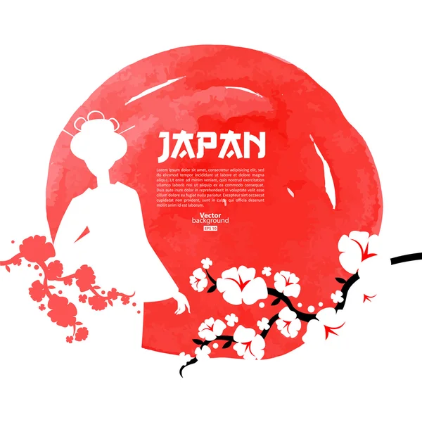 Hand dras japanska körsbär illustration — Stock vektor