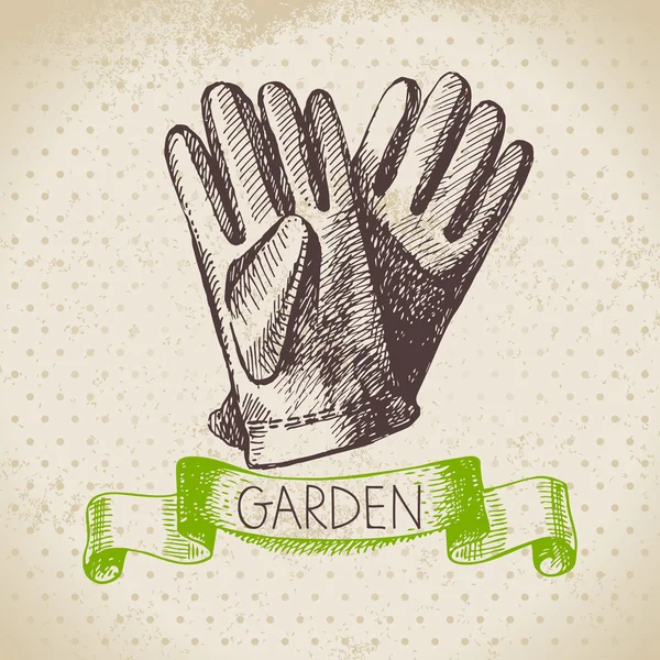 Croquis vintage fond de jardinage — Image vectorielle