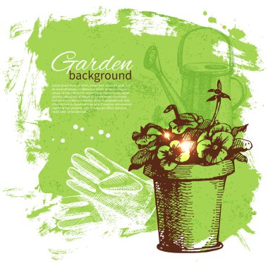 arka plan Bahçe vintage kroki