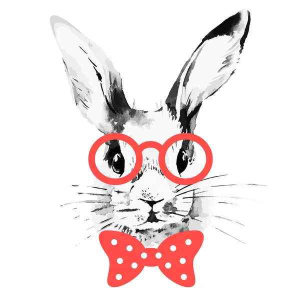 Hipster rabbit — Stock Vector