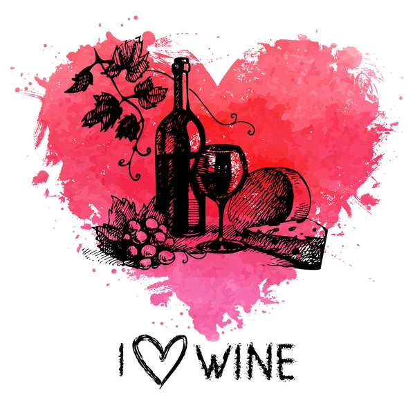 Şarap antika arka plan afiş — Stok Vektör