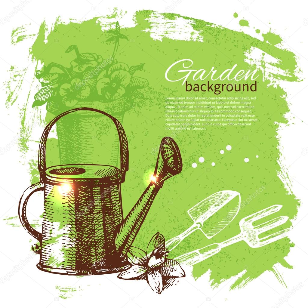 Vintage sketch gardening background