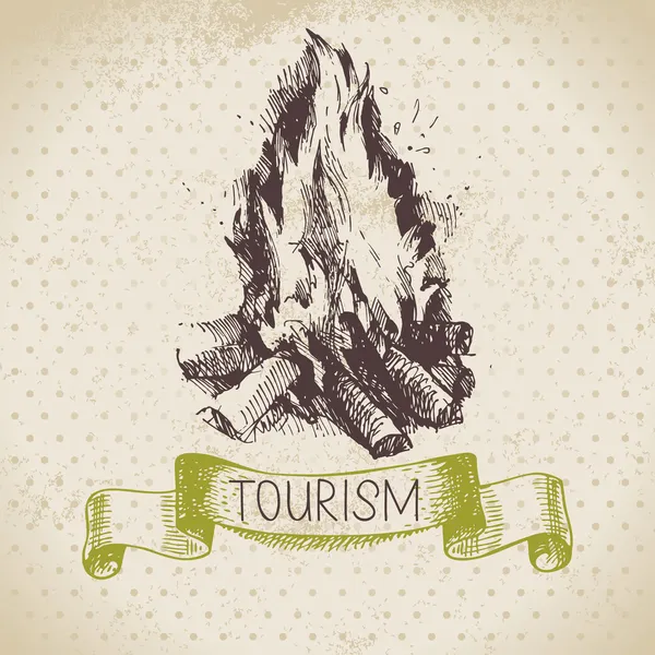 Bosquejo vintage turismo fondo — Archivo Imágenes Vectoriales