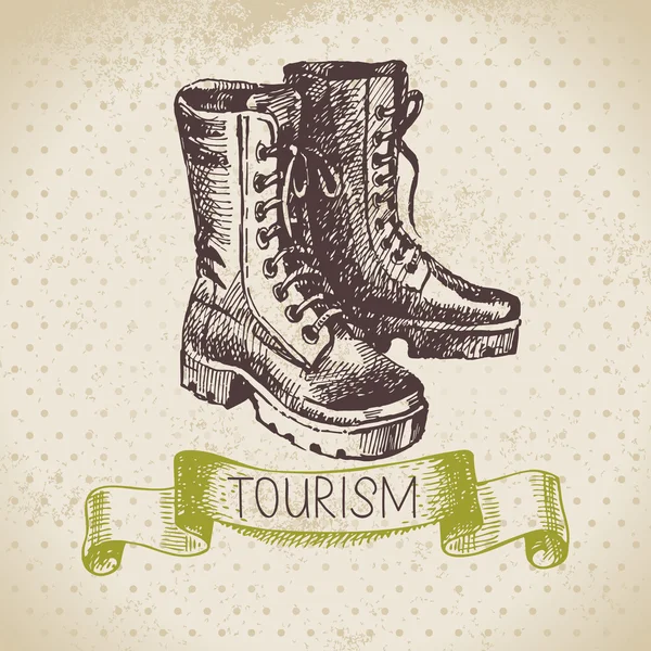 Croquis vintage fond de tourisme — Image vectorielle