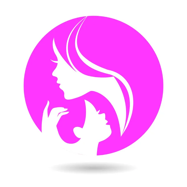 Moeder en baby silhouetten — Stockvector