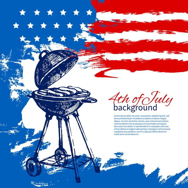 4 de julio fondo con bandera americana . — Vector de stock