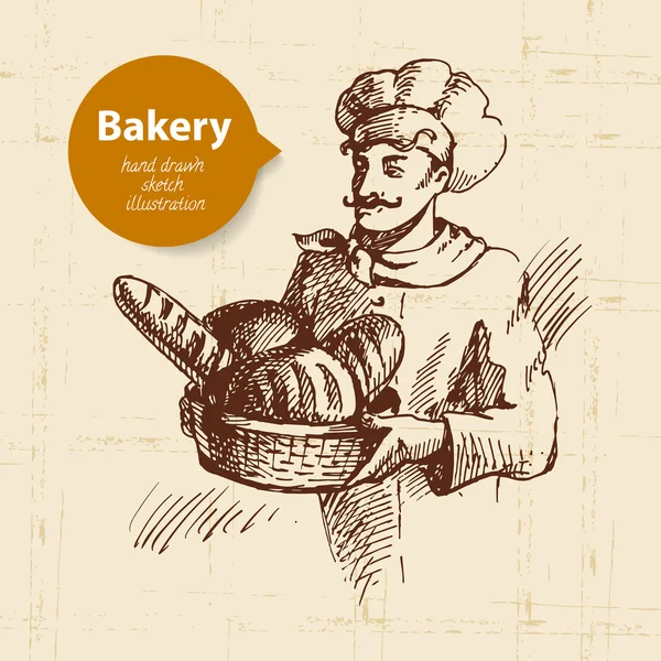 Bakery croquis fond . — Image vectorielle