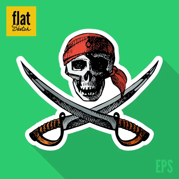 Cráneo de pirata — Vector de stock