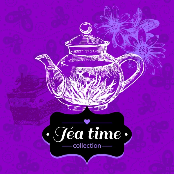 Tea vintage background. — Stock Vector
