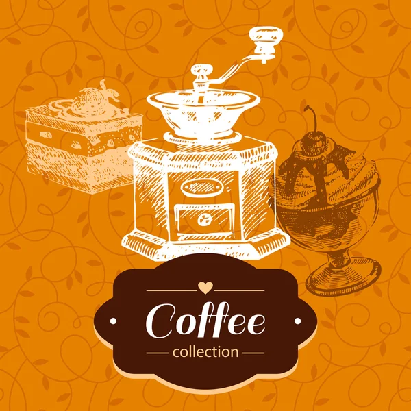 Bosquejo de café Vintage — Vector de stock