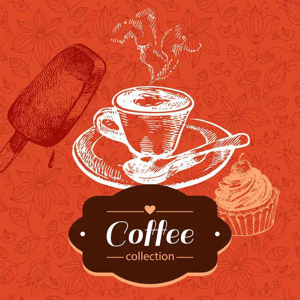 Bosquejo de café Vintage — Vector de stock