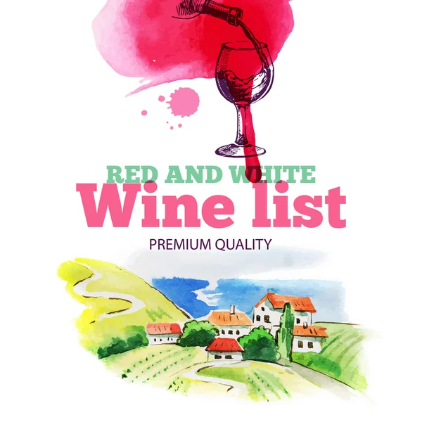 Lista de vinhos. Design de menu —  Vetores de Stock