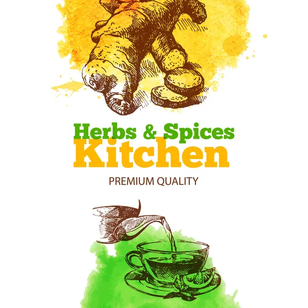 Hintergrund mit handgezeichneter Skizze Küche — Stockvektor