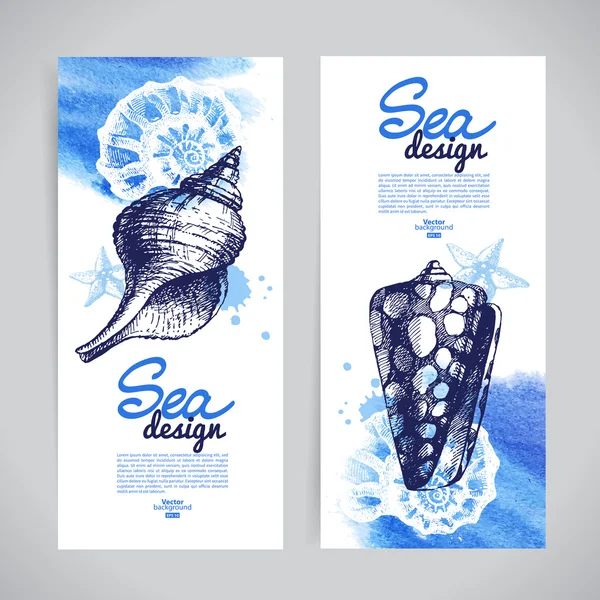 Fondo de concha marina. Diseño náutico del mar . — Vector de stock