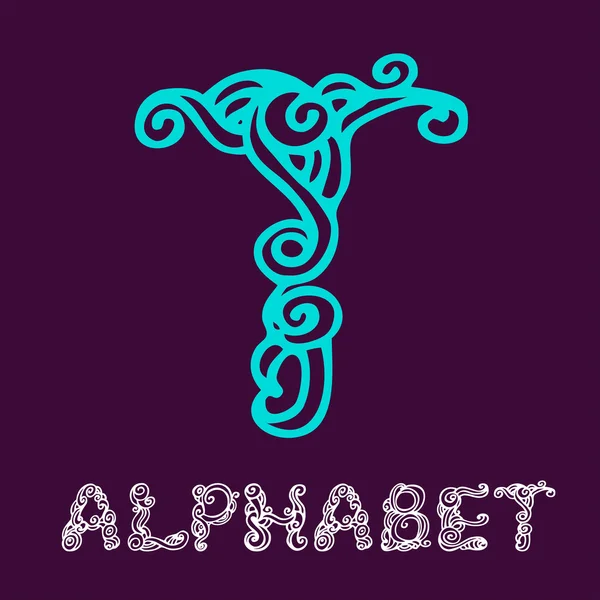 Sketch alphabet. Letter T — Stock Vector